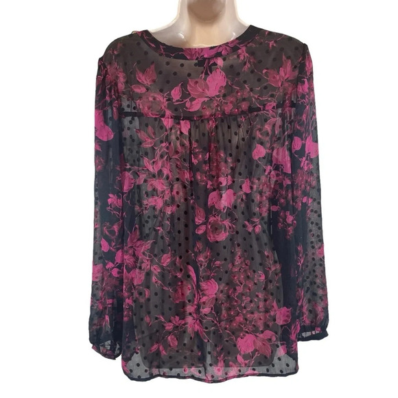 Torrid Chiffon Clip Dot Button-Front Blouse Plus Size 1x business casual - Picture 3 of 11